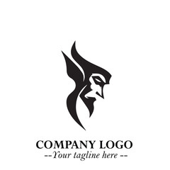 Head of Dracula Logo Symbol in Black on the White Background with Horror Minimal Vector Design