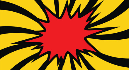 Yellow and black comic style background with white burst shape editable vector file