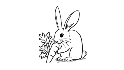 Rabbit eating carrot