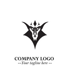 Head of Dracula Logo Symbol in Black on the White Background with Horror Minimal Vector Design