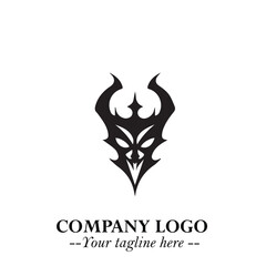 Head of Dracula Logo Symbol in Black on the White Background with Horror Minimal Vector Design