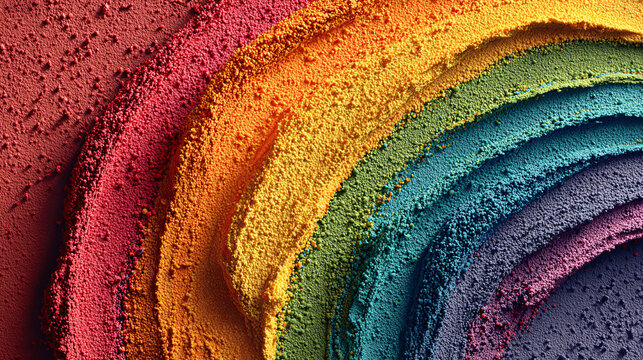 A poster celebrating Pride month - with a curved rainbow. 