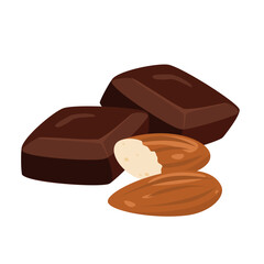 Chocolate set illustration with almond. Delicious and sweet chocolate variation. Can be used for wallpaper and sticker