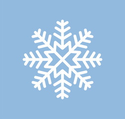 Snowflake crystal. Snow flake, geometric frozen element with abstract icy pattern, shape. Cool winter frosty snowy decoration. Festive holiday ice ornament. Isolated flat vector illustration