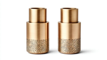 Elegant gold candle holders on a white background