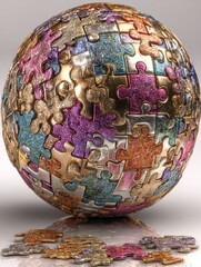 Christmas Ornament Made of Puzzle Pieces &ndash; 3D Rendered Holiday Decoration. Perfect for use in seasonal design projects, creative advertising, greeting cards, conceptual illustrations, celebrations.