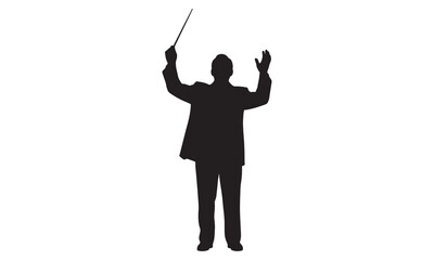 Orchestra conductor silhouette with adobe illustrator logo
