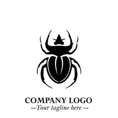Beetle Logo Symbol in Black on the White Background with Simple Modern Insect Design
