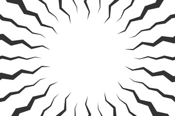 Jagged Radial Speed Line Effect – Sharp Black Burst, Dynamic Motion, Impact Comic Style Vector