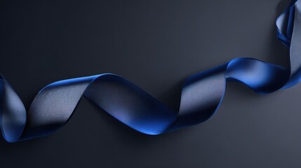 flowing blue silk ribbon across dark gradient background with metallic tag, modern cyber monday promotional composition
