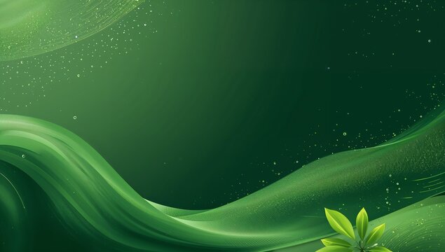 Lush green abstract background with fresh leaves, flowing organic waves - Powered by Adobe