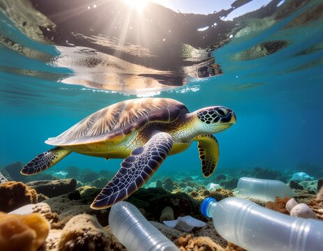 turtle swimming in the ocean