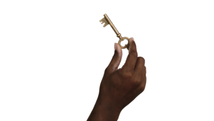hand holding key. Isolated on transparent background, png