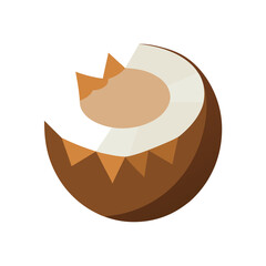 Abstract Graphic of a Cracked Coconut Half with Brown Shell vector illustration