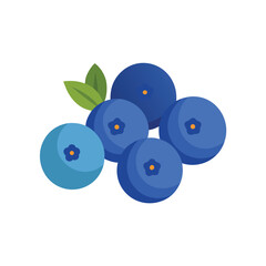 Bunch of fresh blueberries with green leaves on white background blueberry fruit