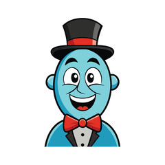 Cheerful Cartoon Character Wearing a Top Hat and Tuxedo Keywords: cartoon, character, happy