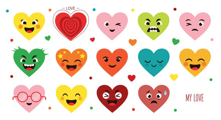 Colorful heart emoji vector illustration for valentine's day design