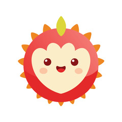 Cute Cartoon Dragon Fruit Character with Spiky Exterior Keywords: dragon fruit, cartoon