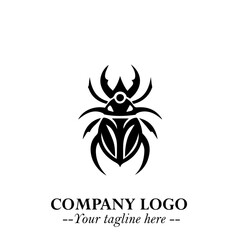 Obraz premium Beetle Logo Symbol in Black on the White Background with Simple Modern Insect Design