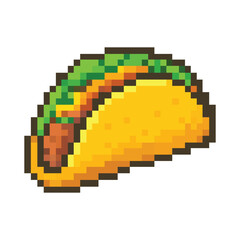 Pixel Art Taco Mexican Food Icon Vector Illustration