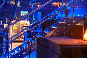 Stage stairs set up for performers and crew to access different levels of the concert stage during events