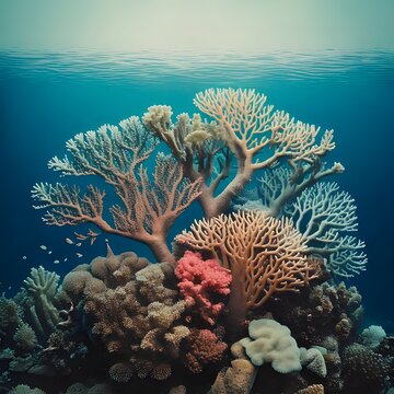 Vibrant Coral Reef Ecosystem Thriving Beneath the Ocean Surface.