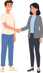 Flat Style Professional Handshake Between Business Colleagues Illustration