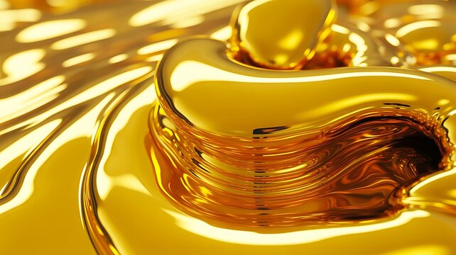 Molten Gold Fluid Abstract Close Up liquid background  - Powered by Adobe