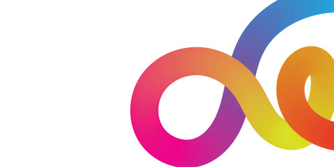 Obraz premium A dynamic abstract design featuring a smooth gradient line with vibrant colors, flowing curves, on a clean white background.