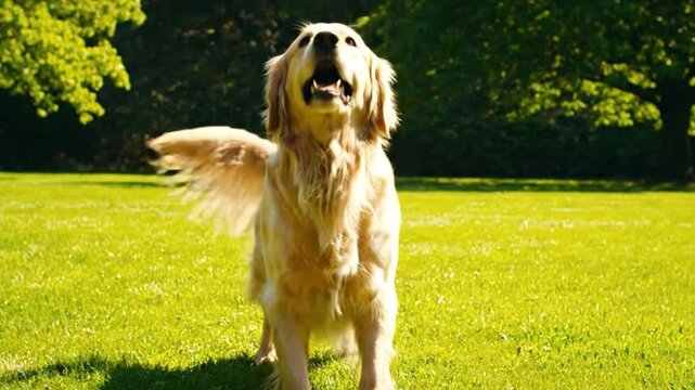 Funny dog failing to catch a tennis ball in slow motion