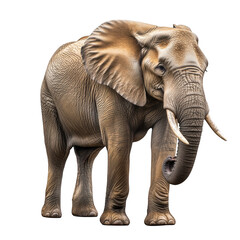 Obraz premium A majestic elephant stands proudly in a serene landscape. its impressive size and texture. with lush greenery and distant mountains providing a tranquil backdrop