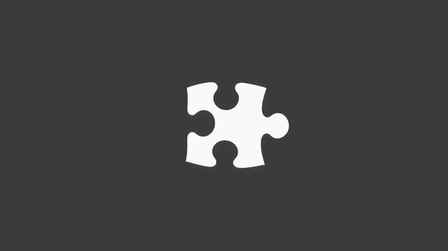 White Jigsaw Puzzle Piece On Dark Gray Background Representing Conceptual Symbolism