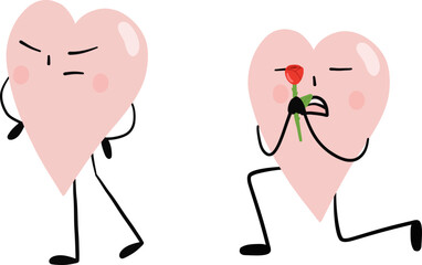 illustration of heart cute cartoon reconcile with rose