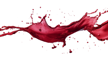 Red wine splash isolated on white or transparent background. Perfect for beverage advertising, wine promotions, restaurant menus, graphic design projects. High-quality professional stock image.