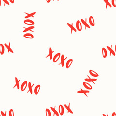 Seamless Repeating Romantic Red XOXO Pattern