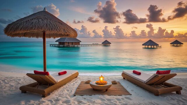 Maldivian Sunset Paradise: A Tropical Beach Getaway in the Maldives