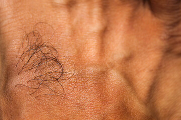 Fototapeta premium Asian men's feet skin texture is brown with visible veins