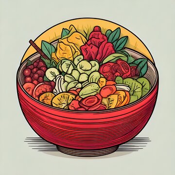 Vibrant and Colorful Bowl of Healthy Fruit and Vegetables.