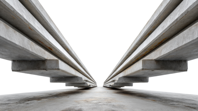 Concrete beam structures in Architectural style : A low-angle perspective presents the striking architectural lines of concrete beam structures, creating a sense of visual depth and modern aesthetic.