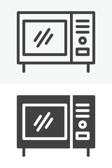 Microwave vector icon set in line and solid different style