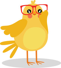 Little Yellow Bird Wearing Bright Red Glasses