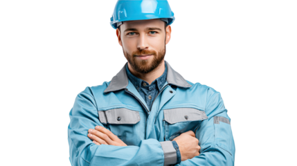 Confident Construction: A skilled construction worker, adorned in a hardhat and work attire, embodies confidence, experience, and the dedication of a seasoned professional.