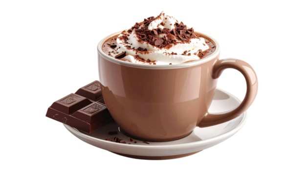 Steaming Mug of Cocoa with Toppings PNG