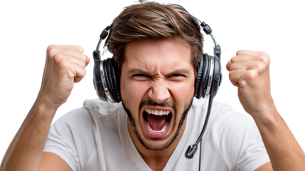 Rage Unleashed: An individual conveys unfiltered frustration, head bowed in anger, revealing intense emotion, and the headphones.