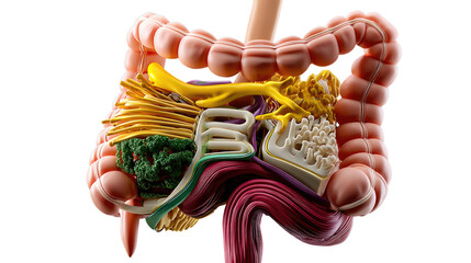 Detailed Digestive System: A detailed illustration shows the complexity of the human digestive system, offering an insightful look at its inner workings. It's a colorful and educational image.
