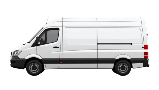 White Cargo Van Side View PNG