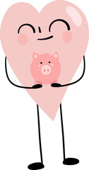 illustration of heart character save money