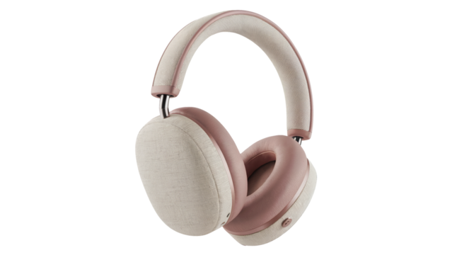 Stylish modern over ear headphones in soft neutral and rose gold tones offering premium audio comfort and sophisticated design for the discerning listener isolated on white or transparent png. - Powered by Adobe