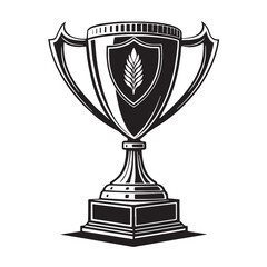 Black trophy Silhouette Vector, High Quality Illustration on White Background