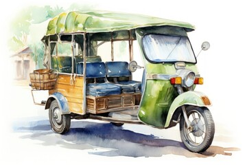 Tuk-tuk Thailand three wheel tricycle transportation motorcycle.